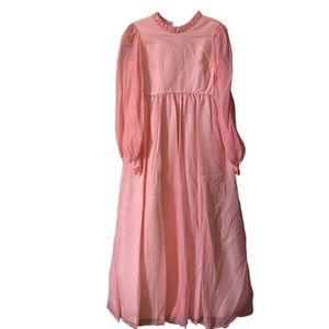 Emma Domb of California, ILGWU, vintage pink frilly dress w/ crinoline (mlb)